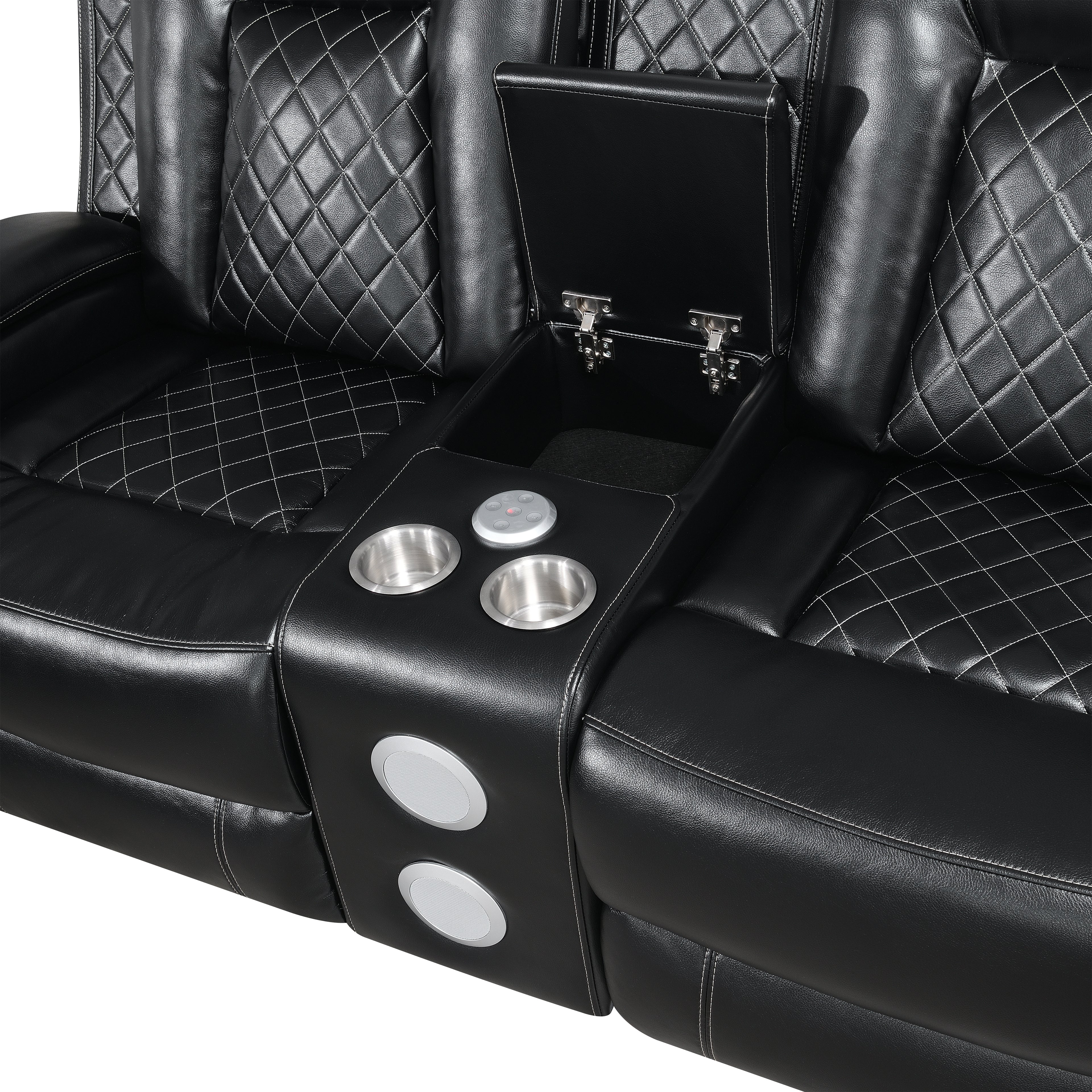 Orion Ii Console Loveseat W/ Dual Recliners-Black