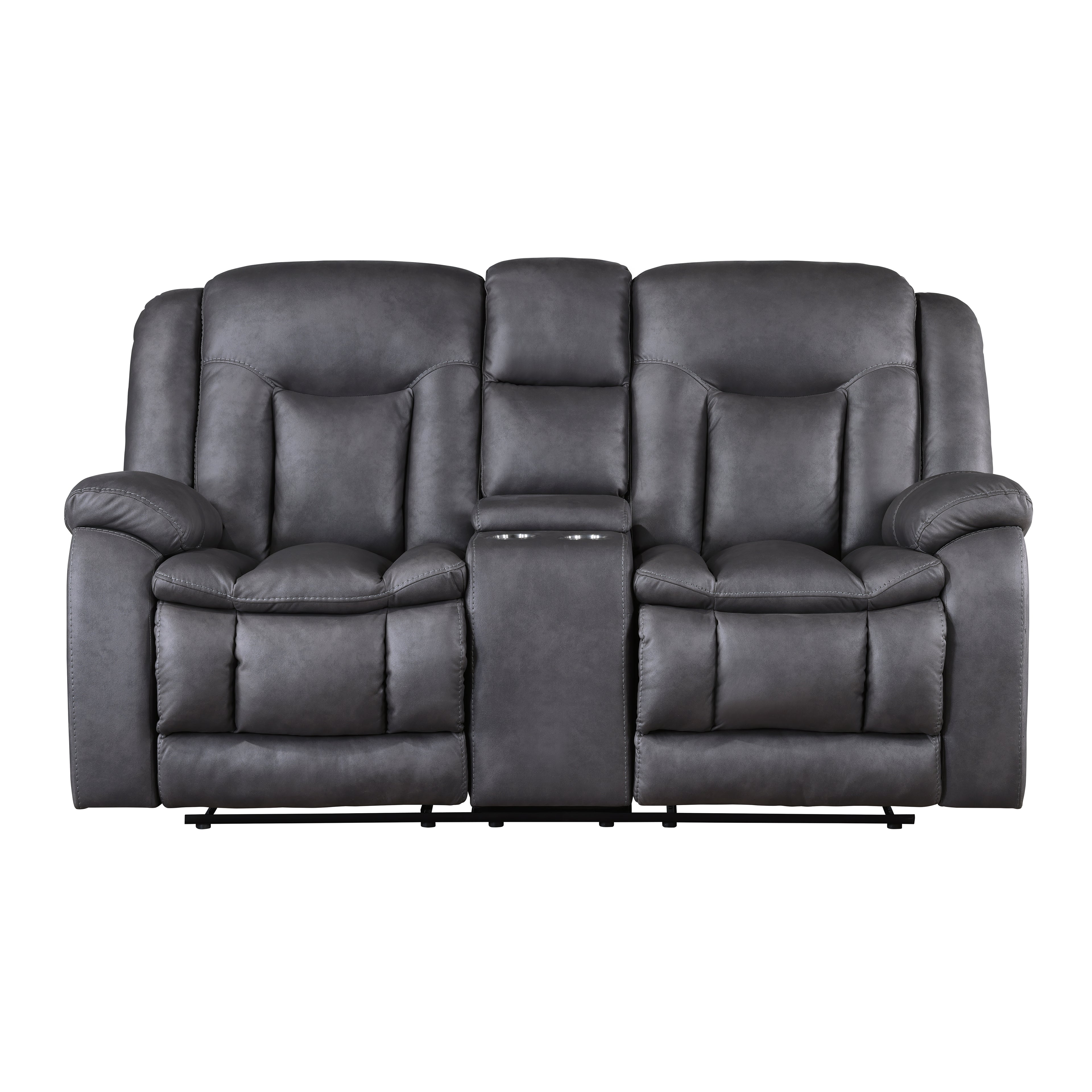 Morello Console Loveseat W/ Dual Recliners-Gray
