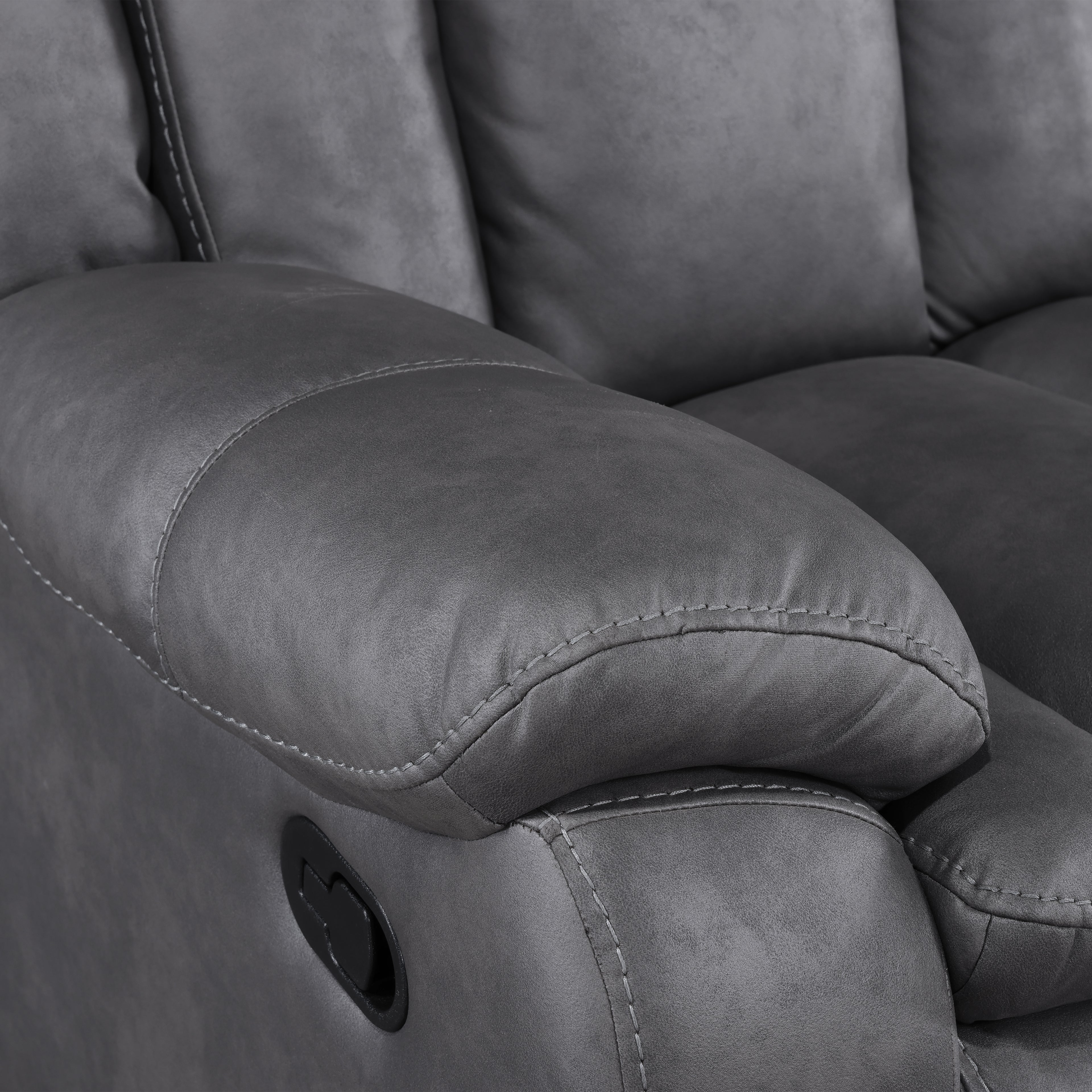 Morello Console Loveseat W/ Dual Recliners-Gray