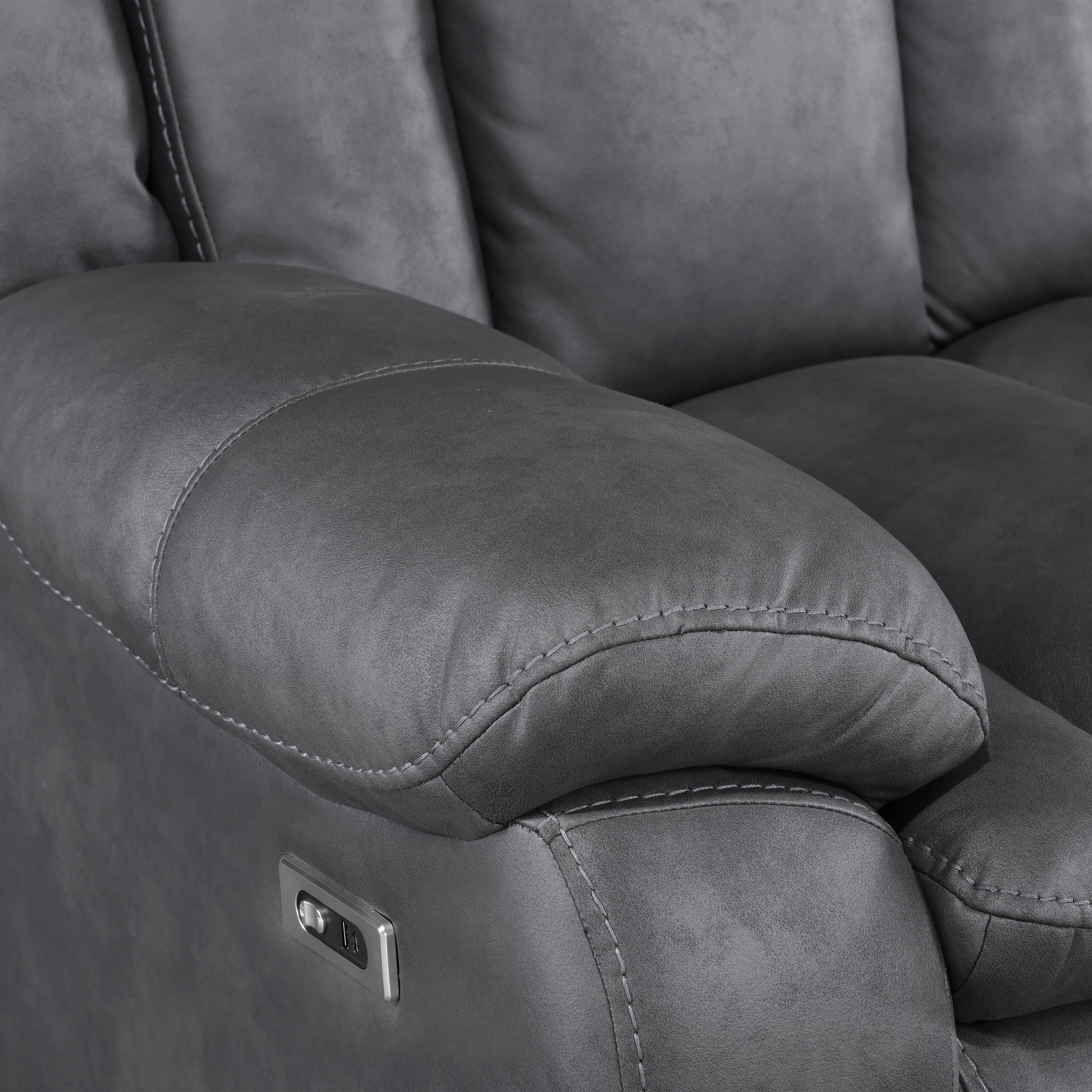 Morello Console Loveseat W/Pwr Fr-Gray