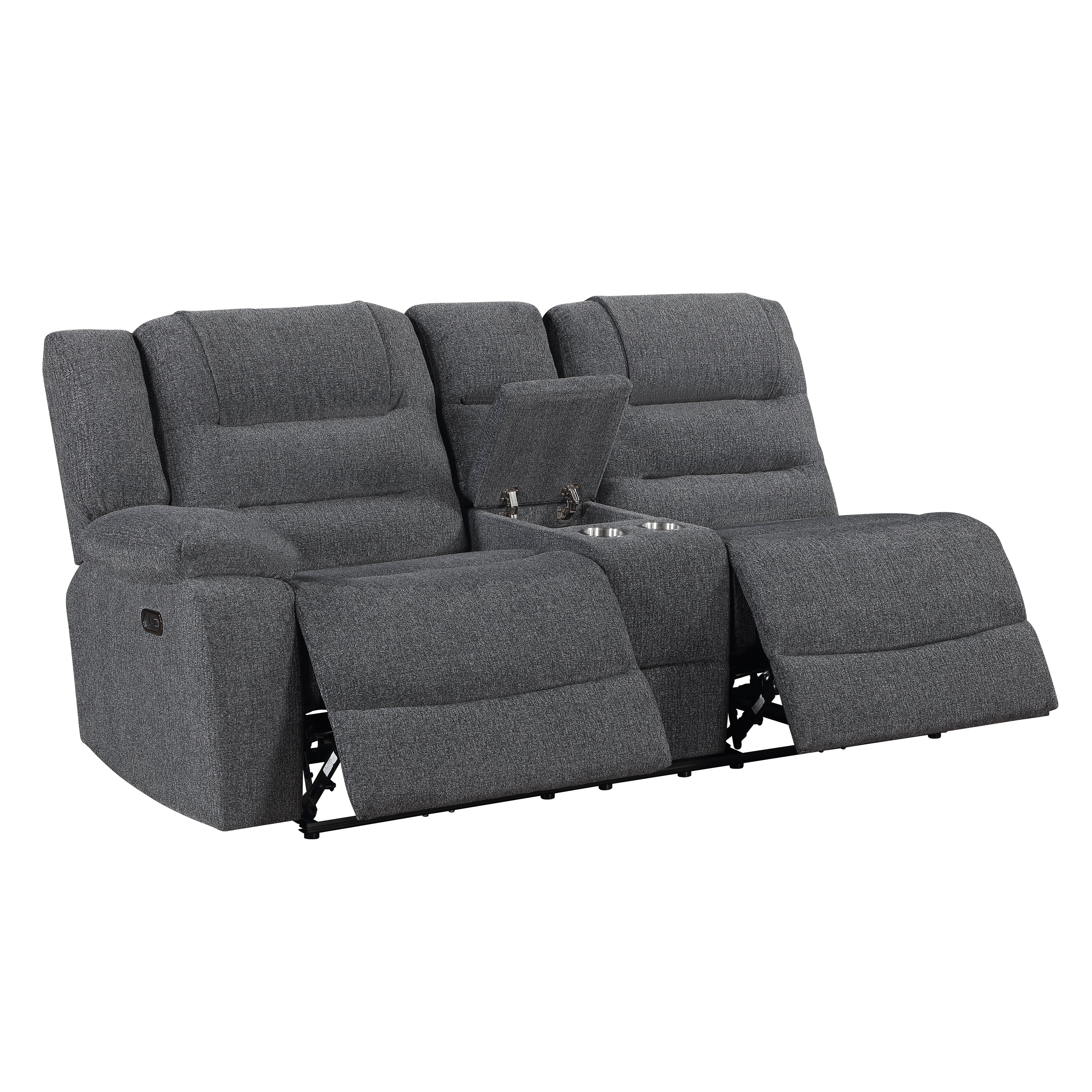 Redondo Laf Console Loveseat W/ 2 Recliners Pwr Fr-Dk Gray