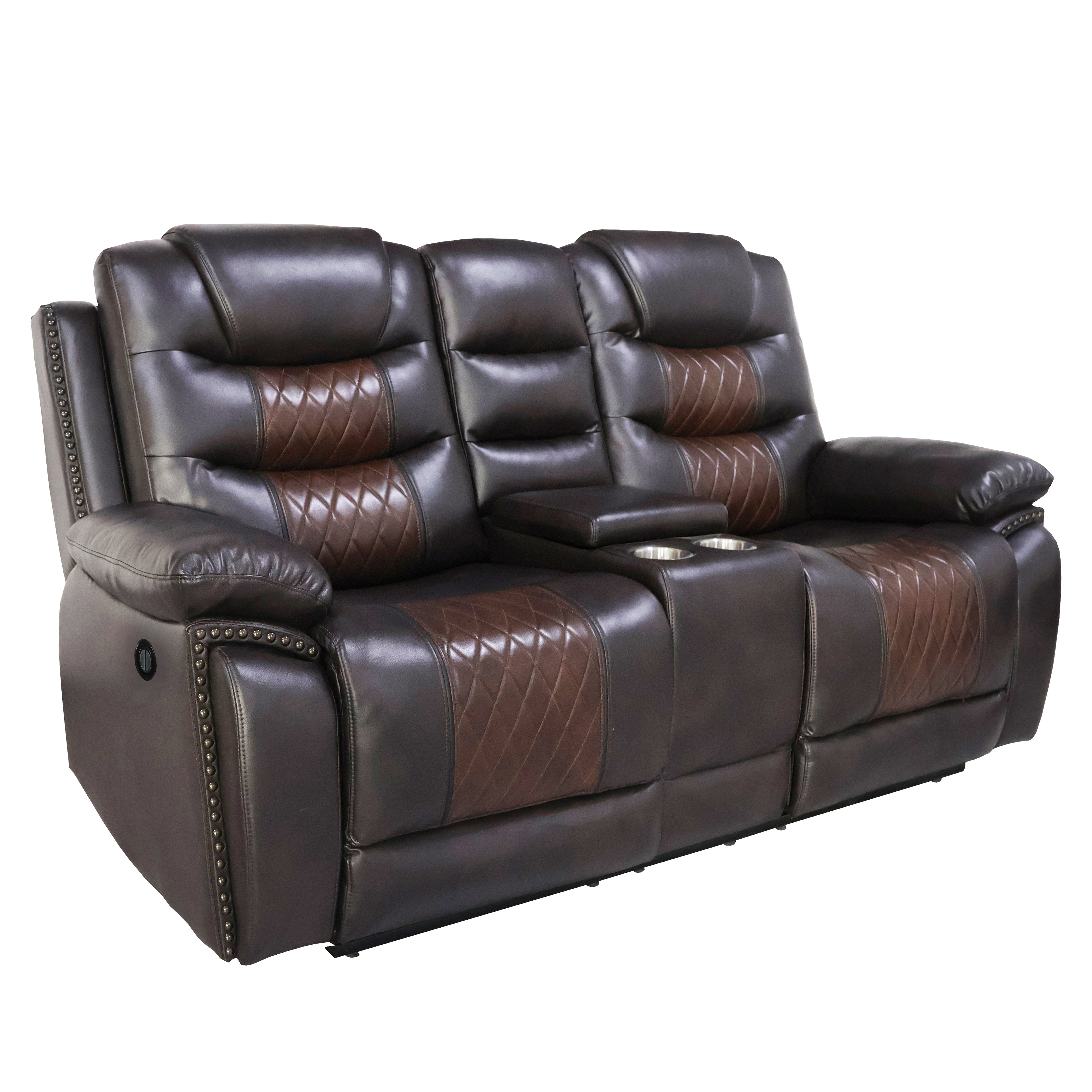 Nikko Console Loveseat W/Pwr Fr-Brown