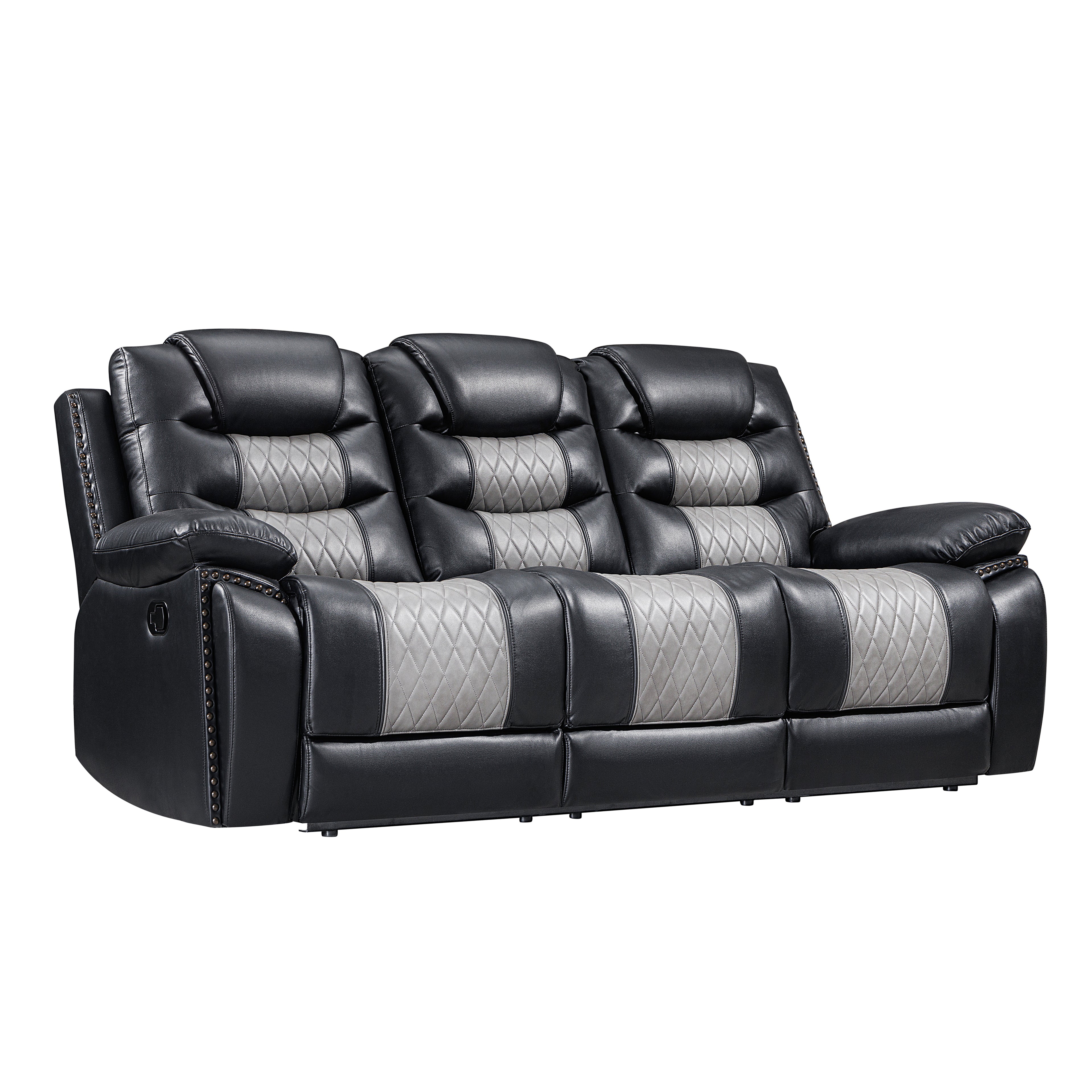 Nikko Sofa W/Dual Recliner-Black/Gray