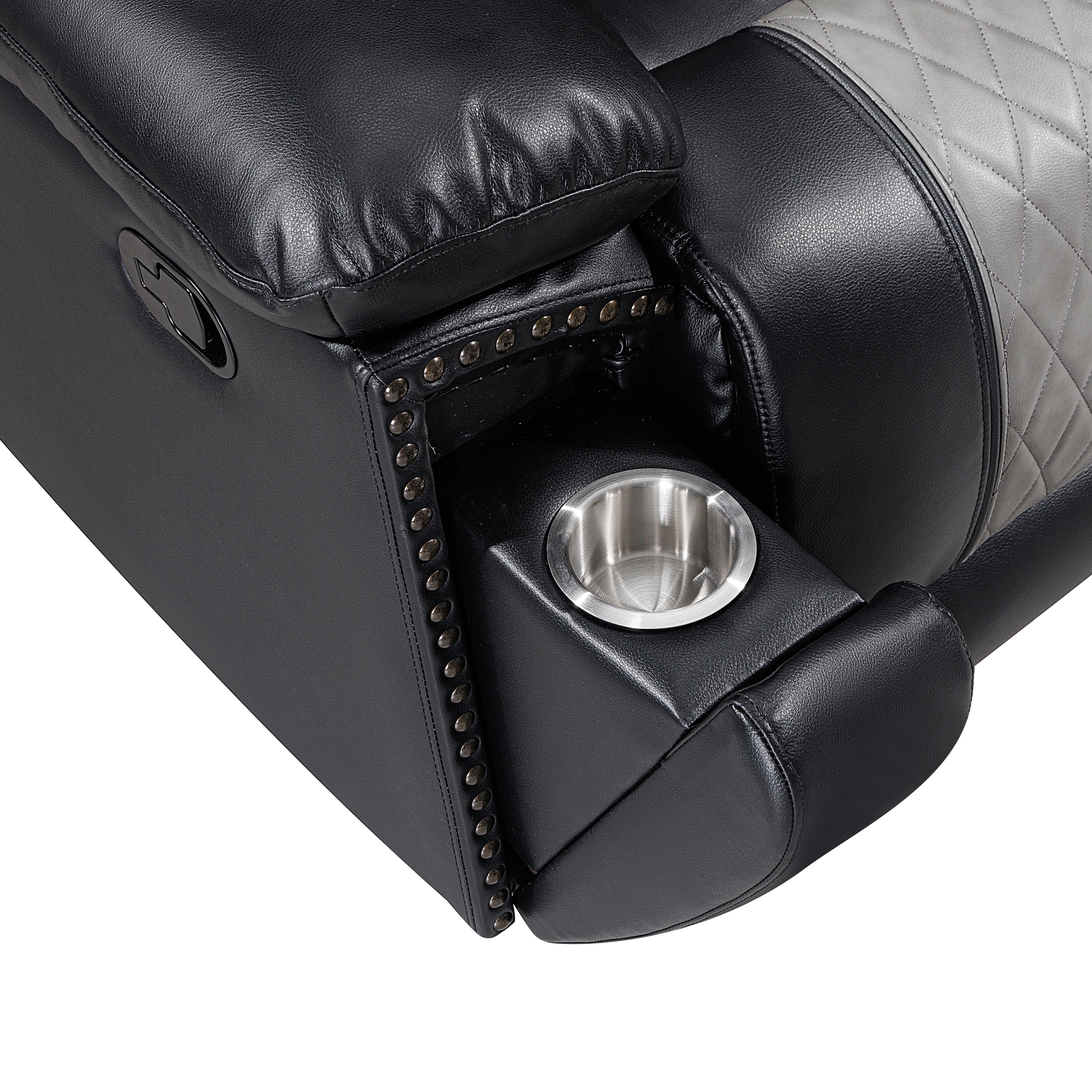 Nikko Sofa W/Dual Recliner-Black/Gray