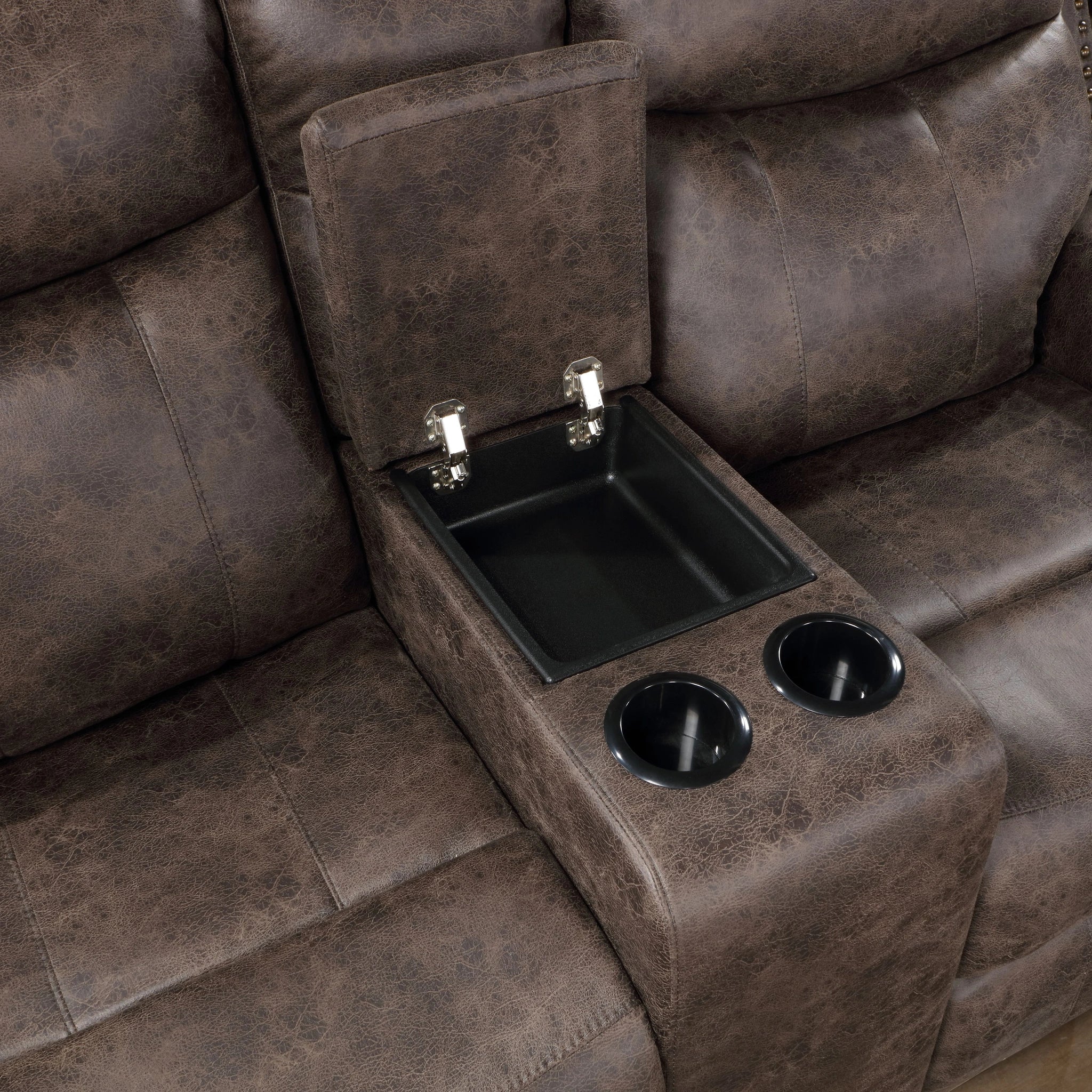 Quade Console Loveseat W/ Pwr Fr-Mocha