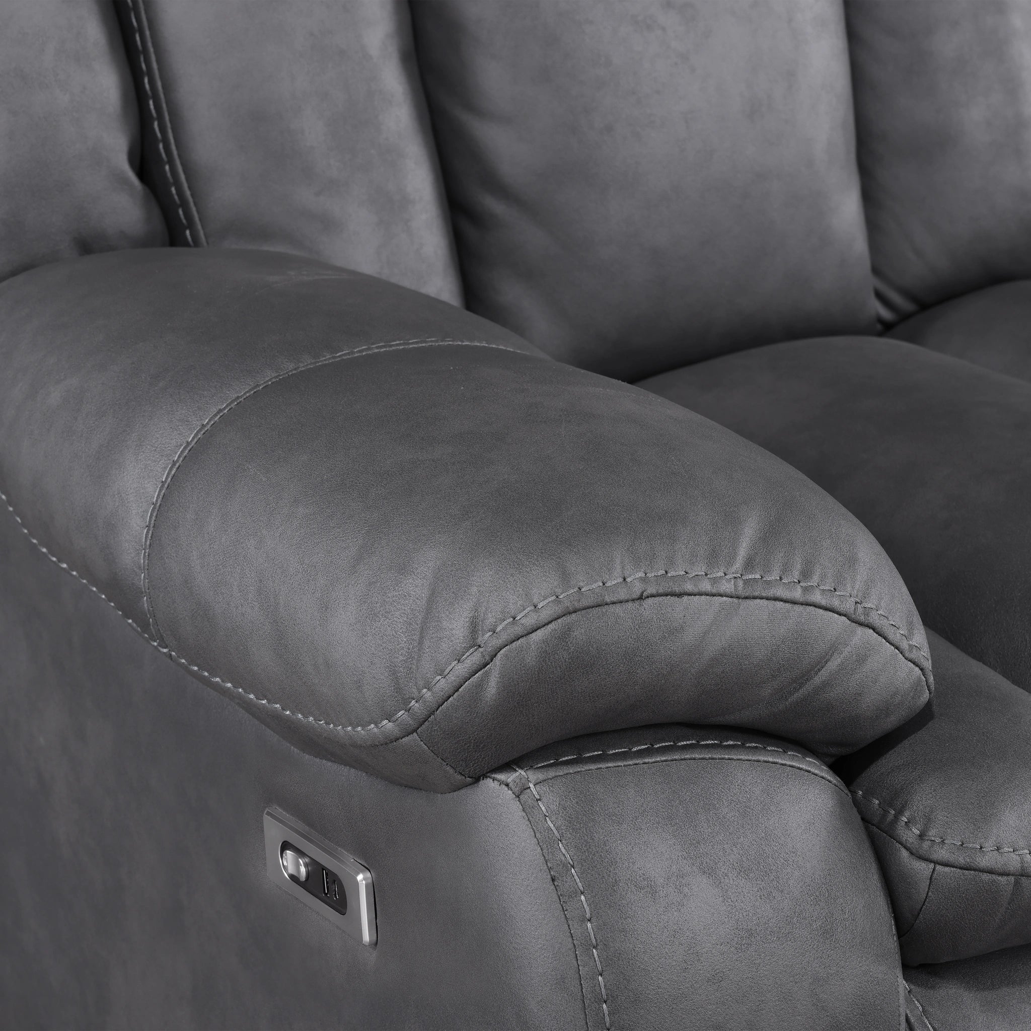 Morello Console Loveseat W/Pwr Fr-Gray