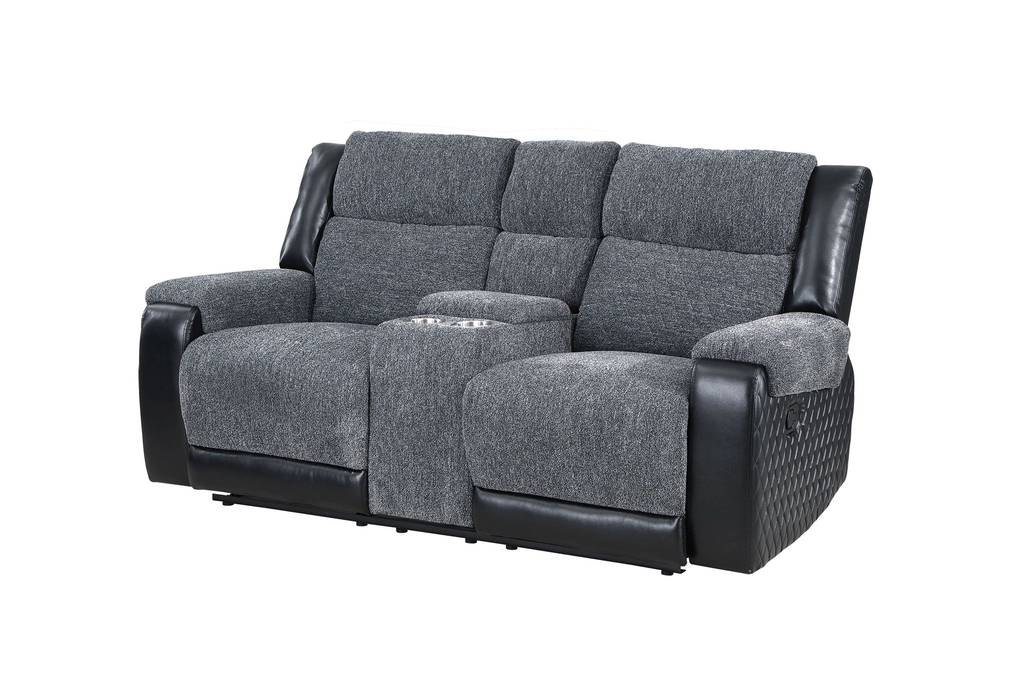 U5914 Grey/Black Console Reclining Loveseat