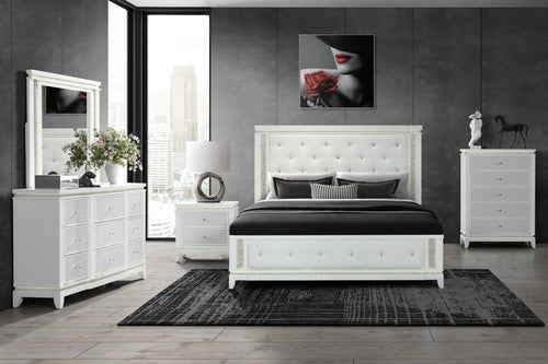 Alina White Bed Group with LED