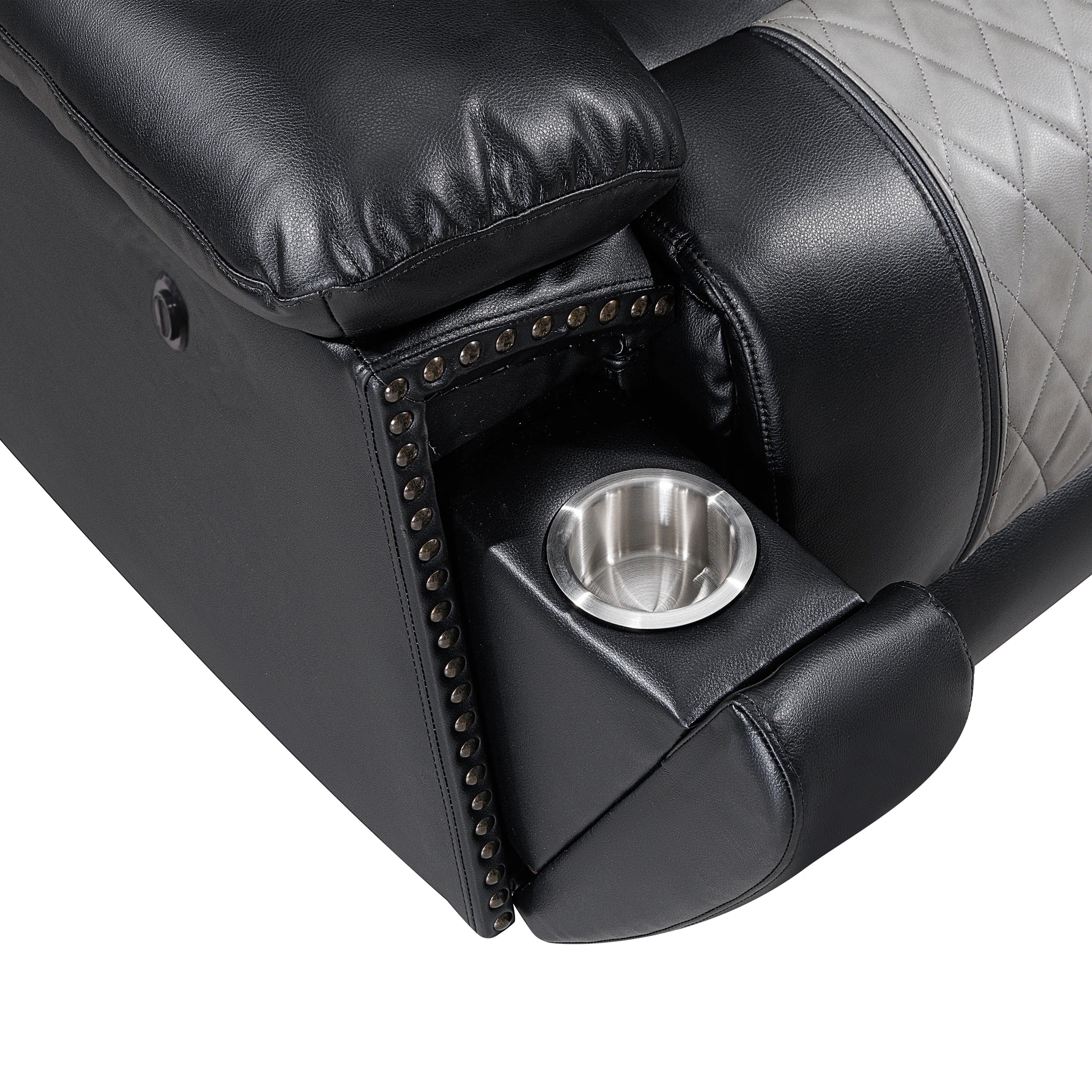Nikko Console Loveseat W/Pwr Fr-Black/Gray