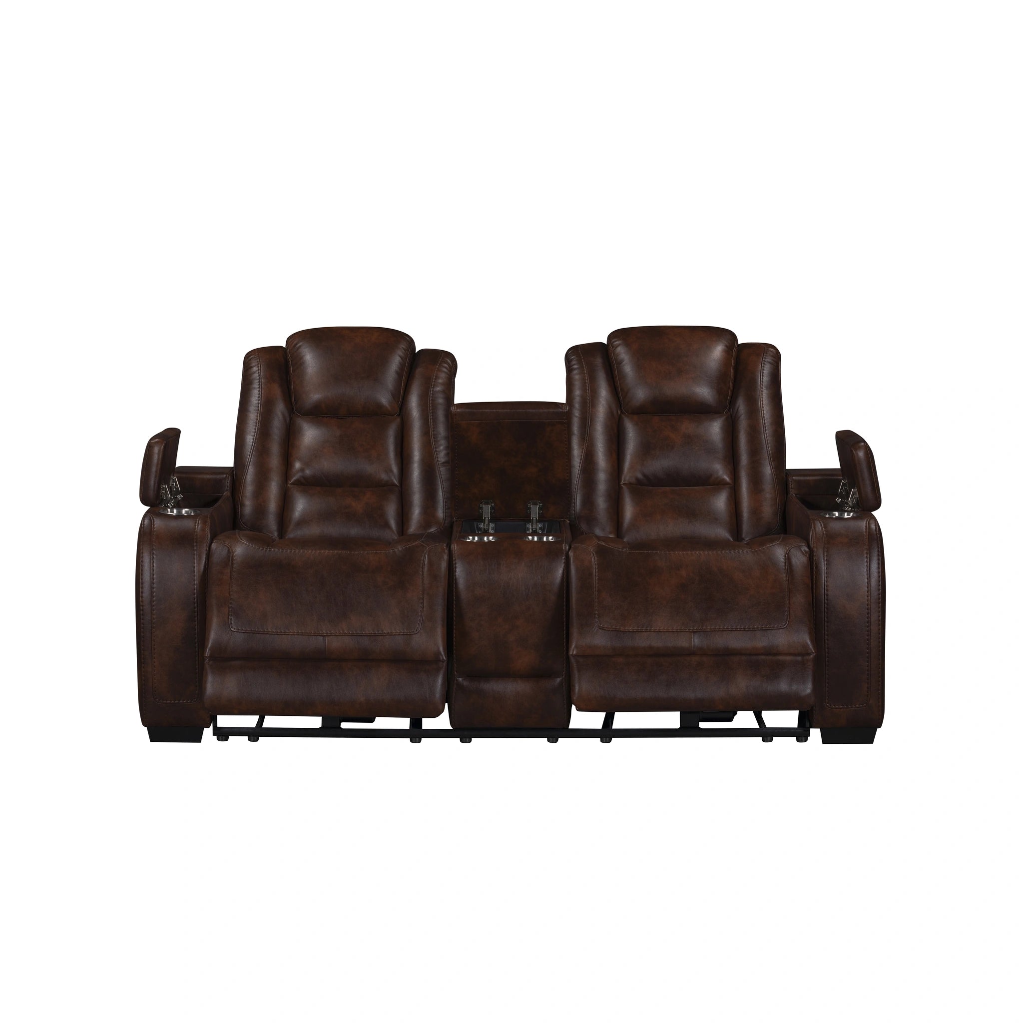 Chester Reclining Console Loveseat W/Pwr Hr & Fr-Brown