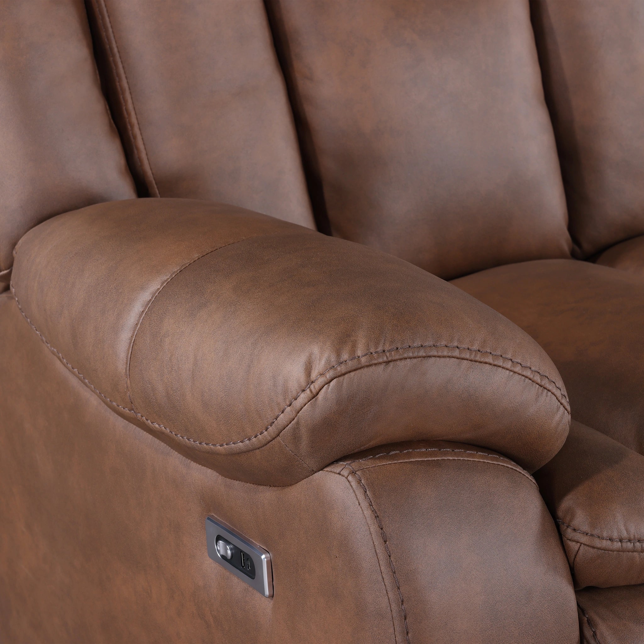 Morello Console Loveseat W/Pwr Fr-Brown