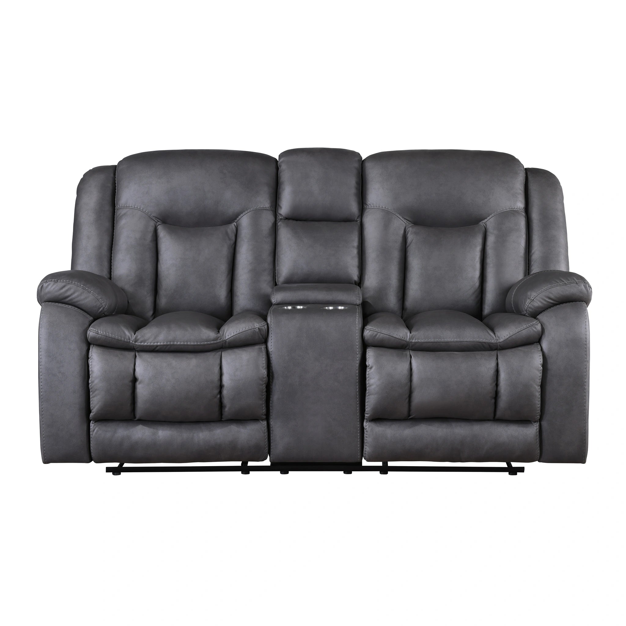 Morello Console Loveseat W/ Dual Recliners-Gray