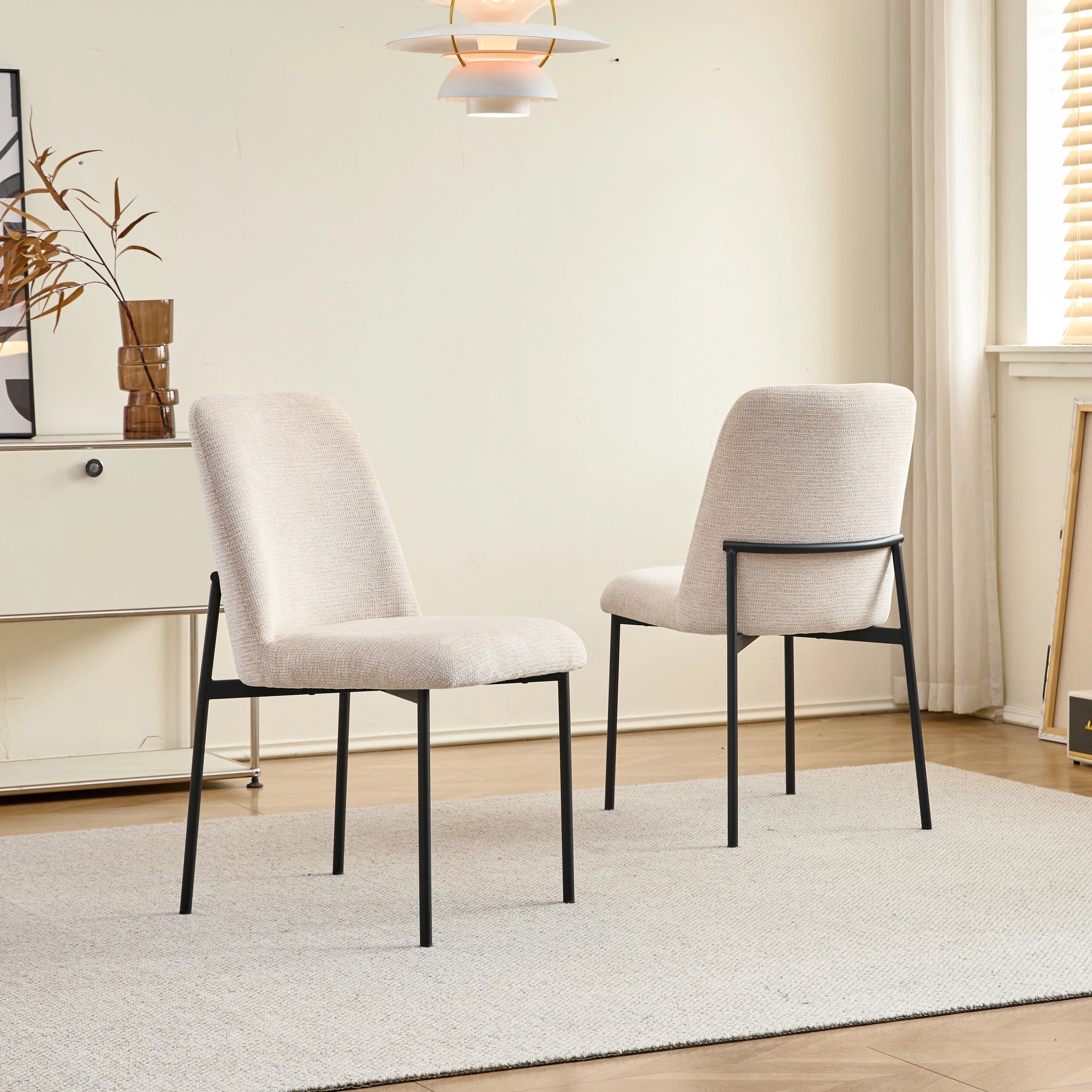 Erik Side Chair W/ Black Metal Frame -Beige (2 Per Carton)